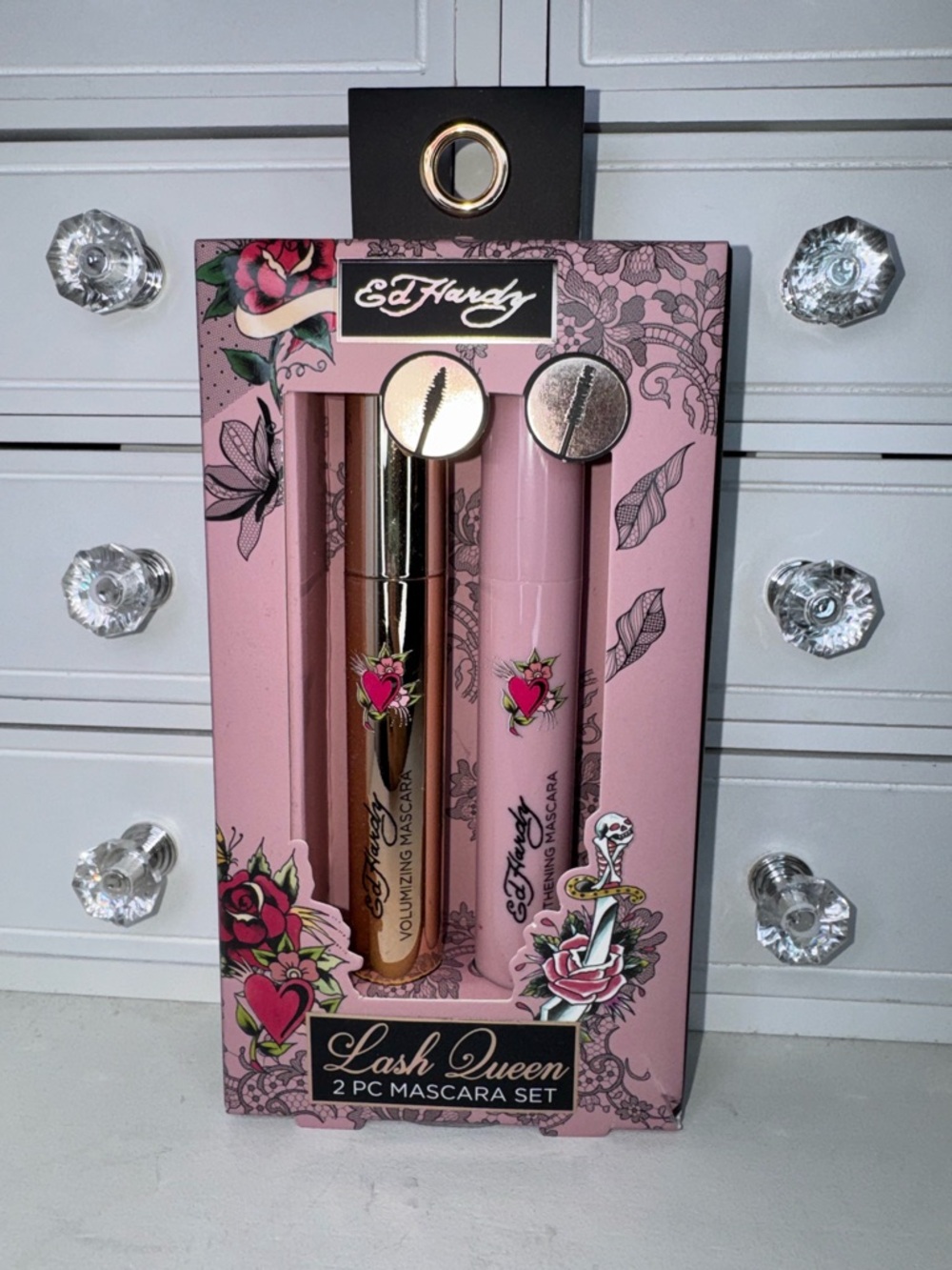 NWT Ed Hardy Lash Queen 2-Pc Mascara Set - Pink & Gold